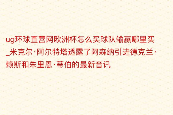 ug环球直营网欧洲杯怎么买球队输赢哪里买_米克尔·阿尔特塔透露了阿森纳引进德克兰·赖斯和朱里恩·蒂伯的最新音讯