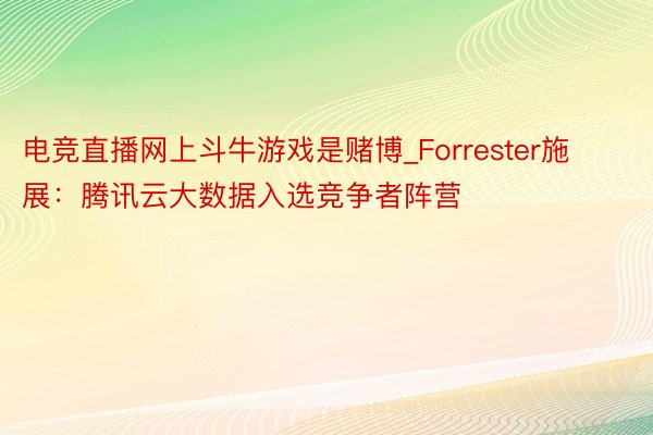 电竞直播网上斗牛游戏是赌博_Forrester施展：腾讯云大数据入选竞争者阵营