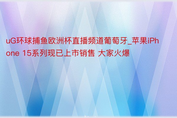 uG环球捕鱼欧洲杯直播频道葡萄牙_苹果iPhone 15系列现已上市销售 大家火爆