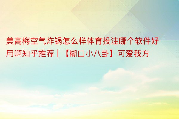 美高梅空气炸锅怎么样体育投注哪个软件好用啊知乎推荐 | 【糊口小八卦】可爱我方